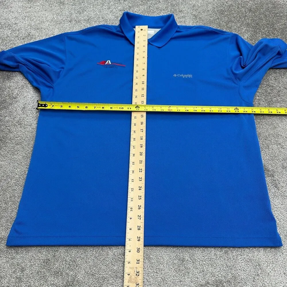 Columbia PFG Omni Shade Perfect Cast Polo Shirt Mens XL Blue Short Sleeve Fish